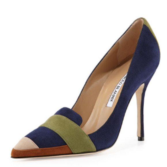 Manolo Blahnik Durut Suede Colorblock Navy 105 - Size 10.5 40.5 40 1/2 - Picture 7 of 7